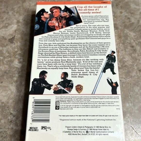 SEALED Police Academy 6  Original 1989  VHS.city under siege Warner Brothers. - Picture 2 of 10